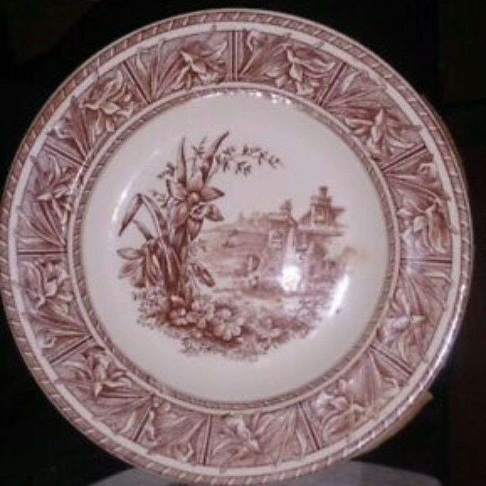 aesthetic-antique-brown-transferware-china-compote-Grindley-Daffodil-1880s-vint
